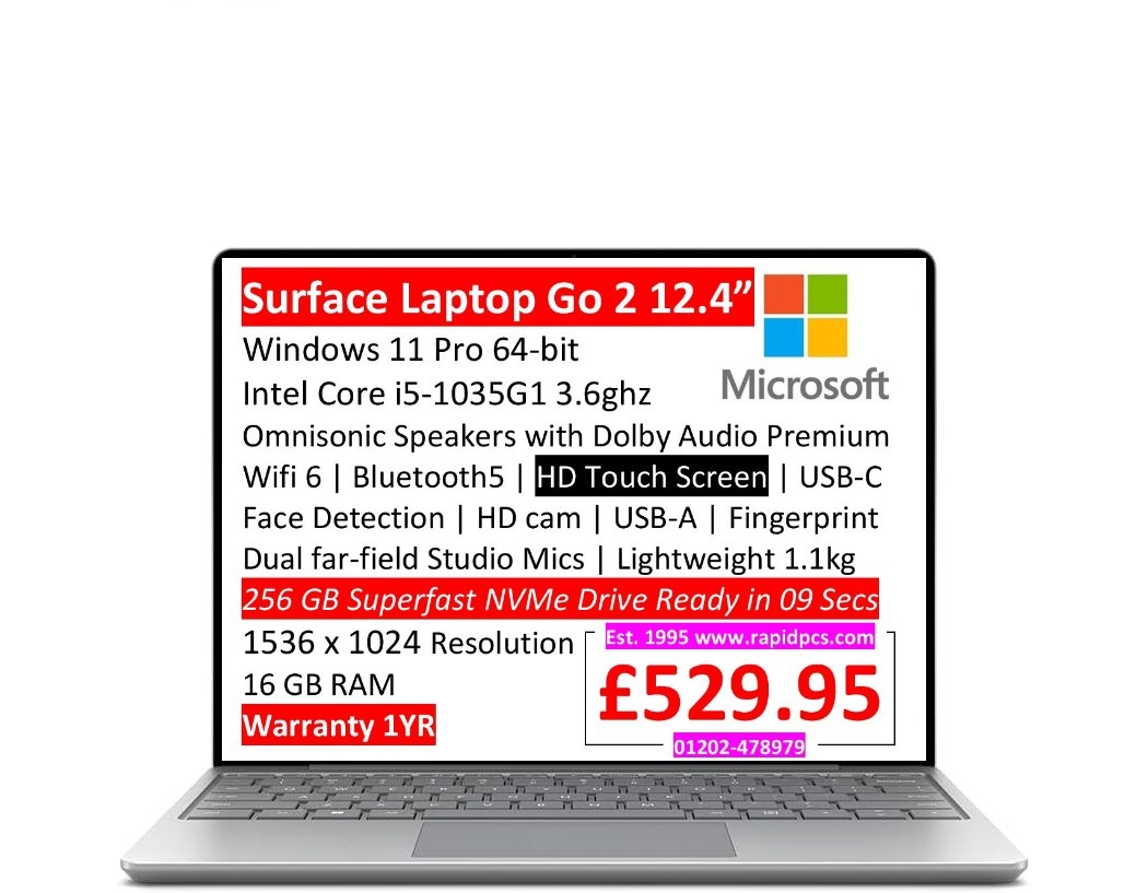 Microsoft Surface Laptop Go 2 12 TACTILE